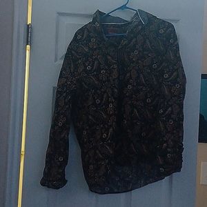 70s vintage shirt. L. Black and Brown.